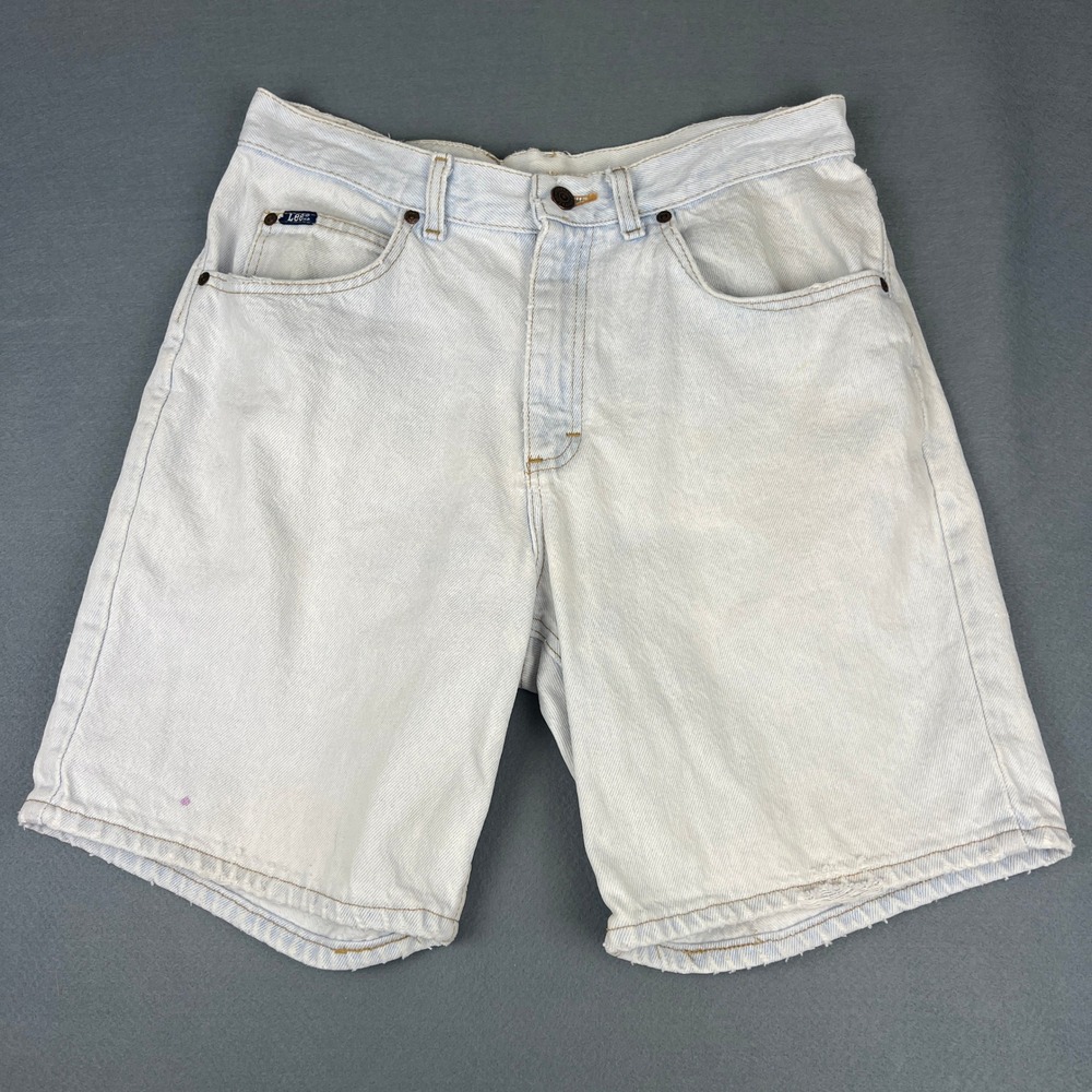 Vintage Lee Denim Shorts Size 33 Light Wash‎ Blue Cotton 90s